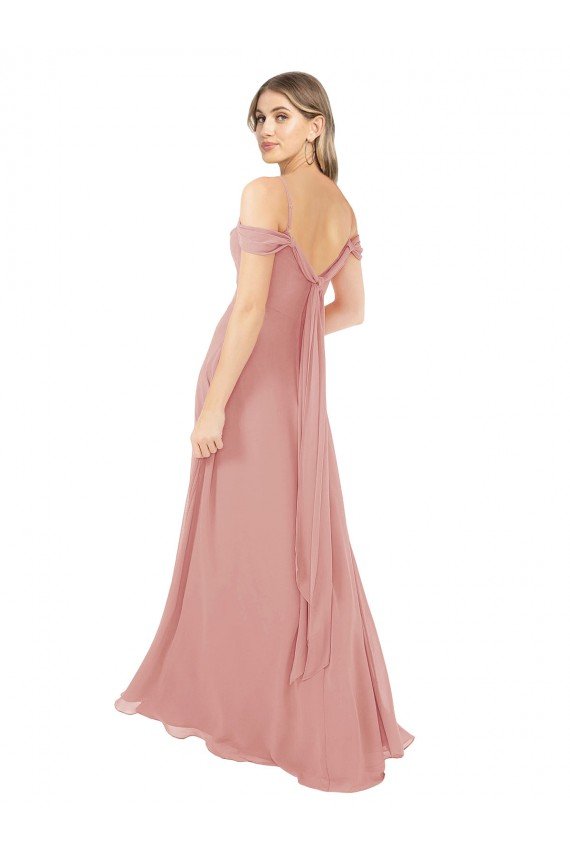 Draped Shoulder Sash Back Chiffon Bridesmaid Dress Bristol