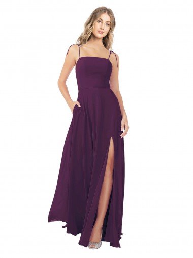 Chiffon Bridesmaid Dress with Front Slit and Keyhole Back Bristol