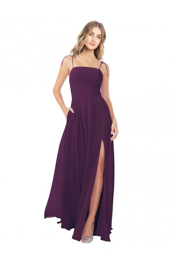 Chiffon Bridesmaid Dress with Front Slit and Keyhole Back Bristol
