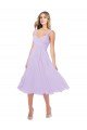 Draped Midi Length Chiffon Cocktail Bridesmaid Dress with Ruched Bodice Bristol