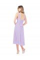 Draped Midi Length Chiffon Cocktail Bridesmaid Dress with Ruched Bodice Bristol