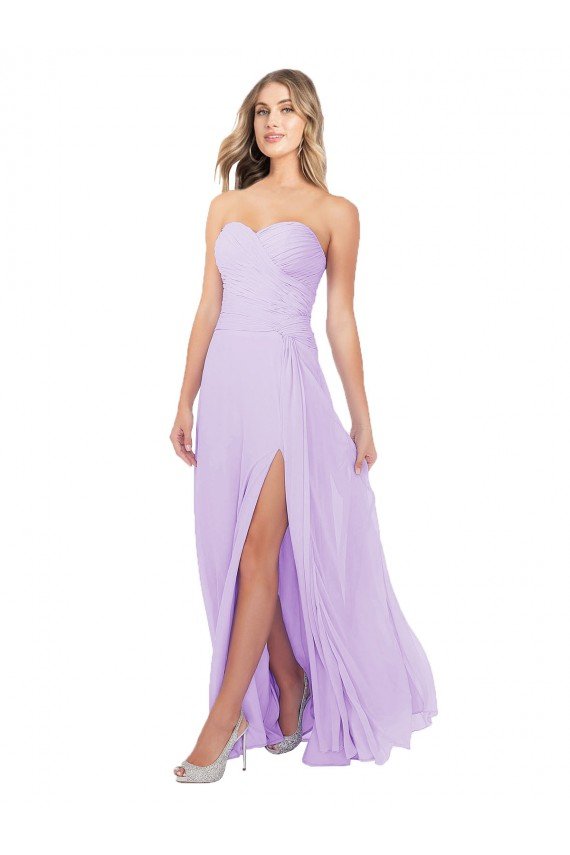 Draped Sweetheart Chiffon Bridesmaid Dress with High Slit Bristol