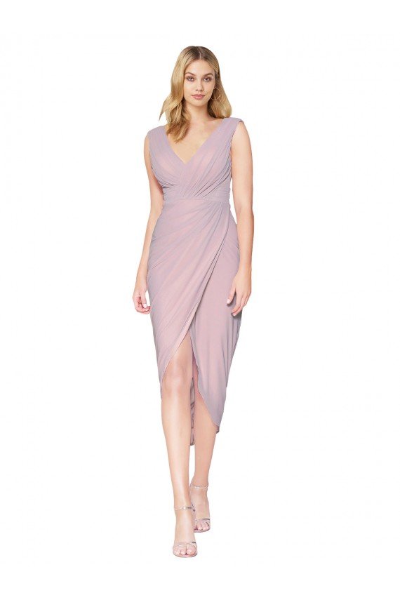 Cocktail Length High Low Mermaid Chiffon Wrapped Bridesmaid Dress / Formal Prom Dress Bristol