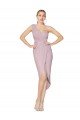 High Low One Shoulder Ruffles V-Neck Chiffon Wrap Bridesmaid Dress / Formal Prom Dress Bristol