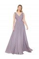 Draped Floor Length High Neck V-Back Chiffon Bridesmaid Dress / Formal Prom Dress with Shirred Bodice Bristol