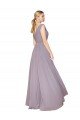 Draped Floor Length High Neck V-Back Chiffon Bridesmaid Dress / Formal Prom Dress with Shirred Bodice Bristol