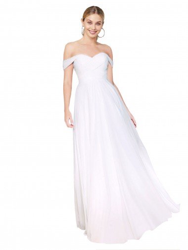 Off the Shoulder Long Full Length Chiffon Bridesmaid Dress / Formal Prom Dress Bristol