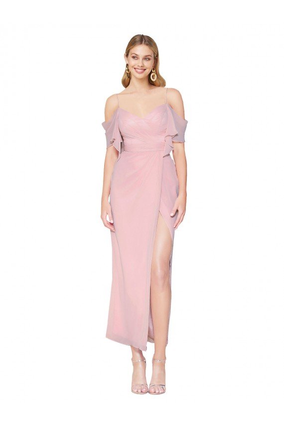 Mermaid Cold Shoulder Short Knee Length Chiffon Bridesmaid Dress / Formal Prom Dress Bristol