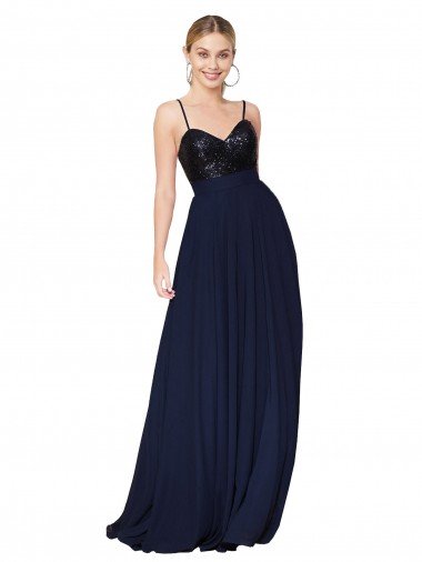 Sweetheart High Neck Sequin Top Long Chiffon Bridesmaid Dress / Prom Dress Bristol