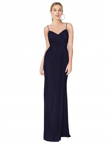 Draped Spaghetti Straps Long Chiffon Mermaid Bridesmaid Dress / Formal Prom Dress Bristol