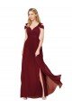 Off the Shoulder Long Chiffon Bridesmaid Dress / Formal Prom Dress with Side Slit Bristol