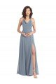 Slim A-Line Cowl Neck Long Chiffon Bridesmaid Dress with Side High Slit Bristol