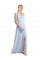 Draped Cowl Neck Tied Straps Long Chiffon Bridesmaid Dress with Slit Bristol