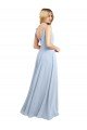 Draped Cowl Neck Tied Straps Long Chiffon Bridesmaid Dress with Slit Bristol