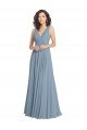 Faux Surplice Bodice Long Chiffon Bridesmaid Dress with V-Neckline Bristol