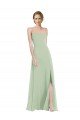 Scoop Neck Tie Strap Maxi Bridesmaid Dress with Front Slit Bristol