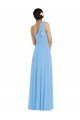 Draped One Shoulder Maxi Bridesmaid Dress with Scarf Bow Bristol