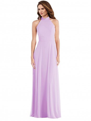 High Neck Halter Backless Maxi Bridesmaid Dress Bristol