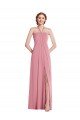 Draped Chiffon Grecian Column Bridesmaid Dress with Front Slit Bristol