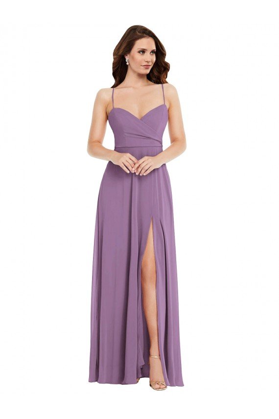 Wrap Bodice Maxi Bridesmaid Dress with Front Slit Bristol