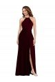 Halter Spaghetti Straps Maxi Bridesmaid Dress with Front Slit Bristol