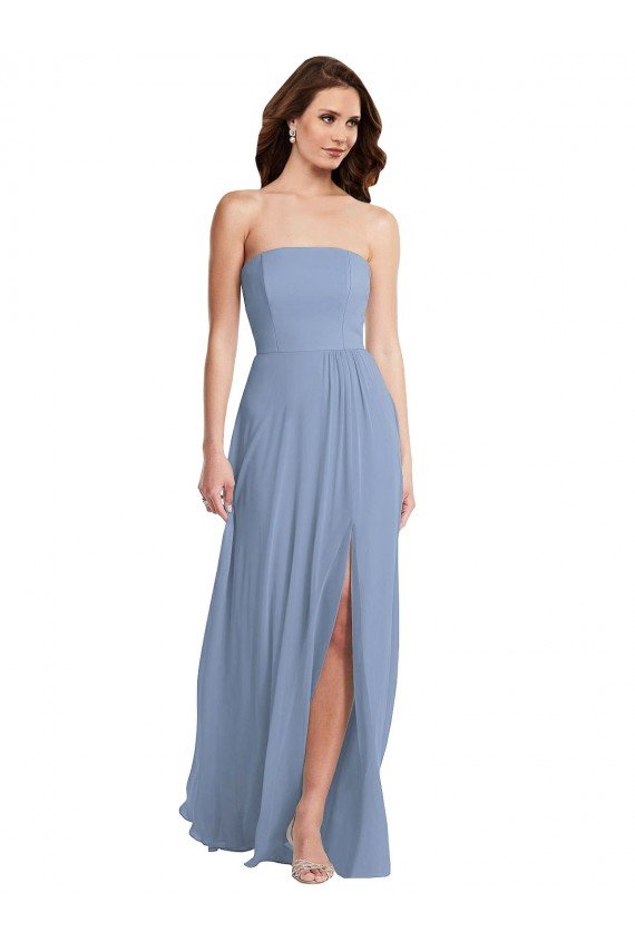 Strapless A-Line Maxi Bridesmaid Dress with Front Slit Bristol