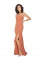 Chiffon Square Neck Bridesmaid Dress with Ruffled Skirt Slit Bristol