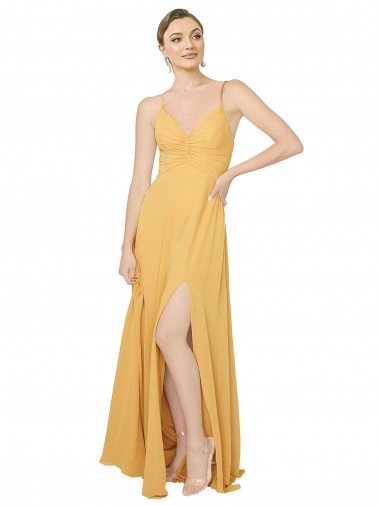 Ruched Chiffon Bridesmaid Dress with Tie Back Detail Bristol