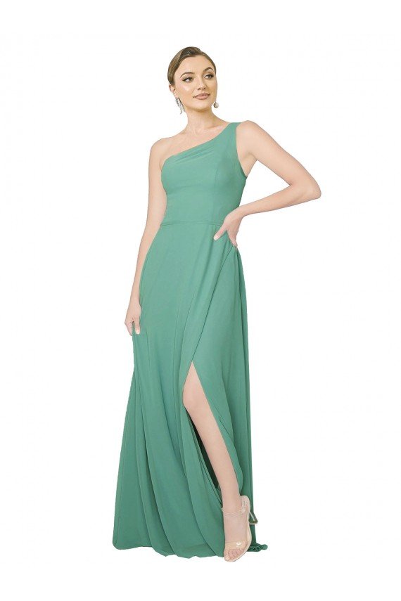 One Shoulder Asymmetric Chiffon Bridesmaid Dress with Pockets Bristol