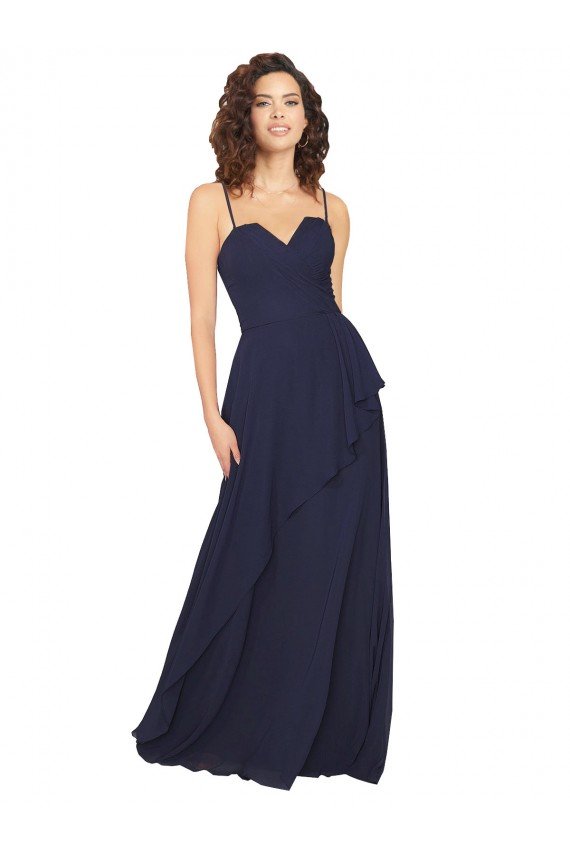 Ruffled Skirt Low Back Long Chiffon Bridesmaid Dress Bristol