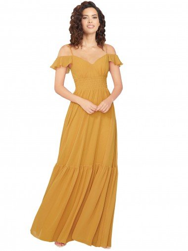 Ruched Keyhole Back Boho Chiffon Bridesmaid Dress Bristol