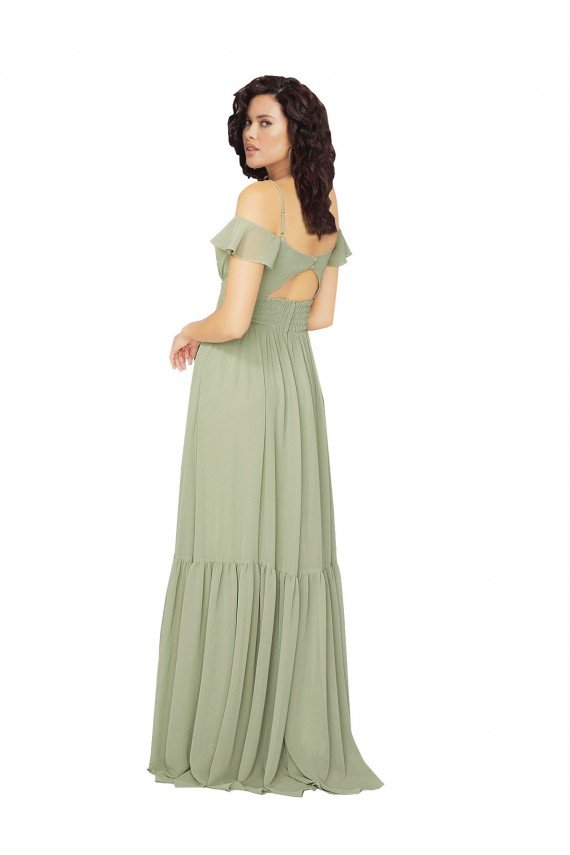 Ruched Keyhole Back Boho Chiffon Bridesmaid Dress Bristol