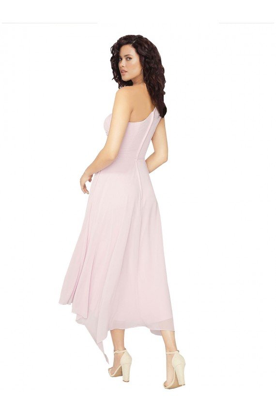 Midi Length One Shoulder Chiffon Cocktail Bridesmaid Dress Bristol