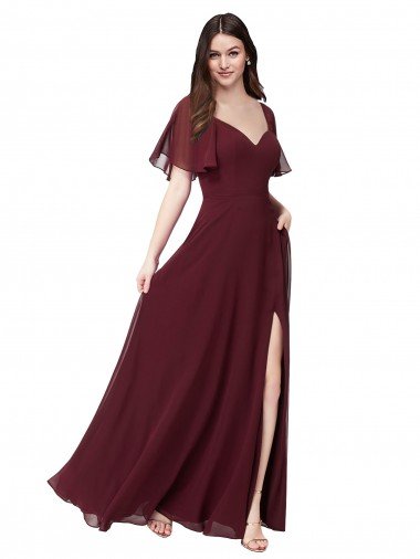 Chiffon Flutter Sleeve Sweetheart Bridesmaid Dress Bristol