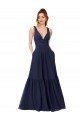 Floor Length Deep V-Neck Ruched Chiffon Long Bridesmaid Dress Bristol
