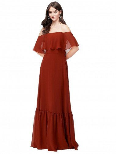 Off the Shoulder Ruffle Chiffon Bridesmaid Dress Bristol