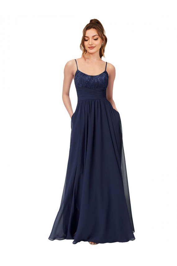 Long Chantilly Lace and Ruched Chiffon Bridesmaid Dress Bristol