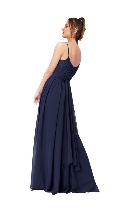 Long Chantilly Lace and Ruched Chiffon Bridesmaid Dress Bristol