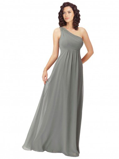 Embroidered One Shoulder Chiffon Bridesmaid Dress Bristol