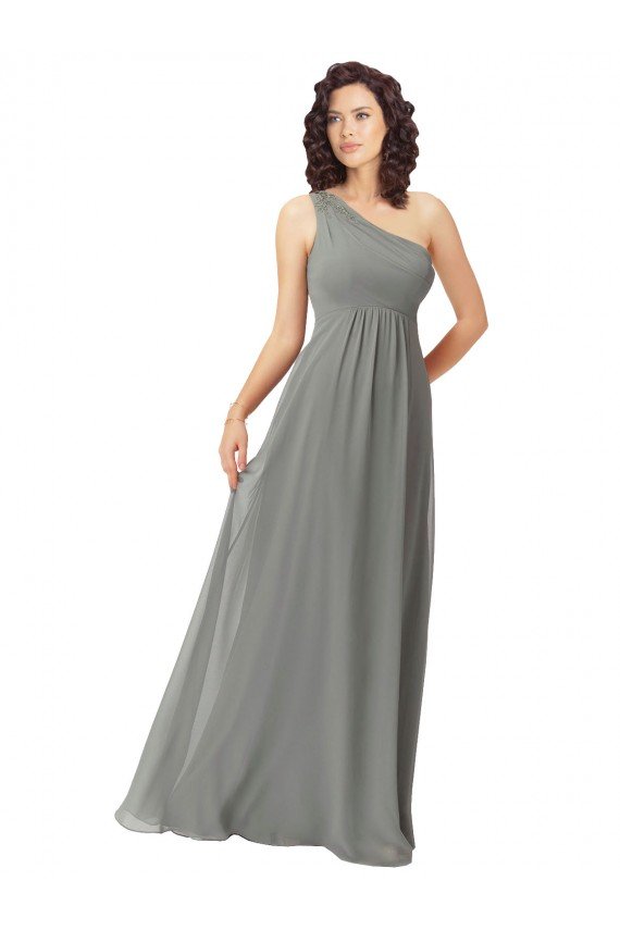 Embroidered One Shoulder Chiffon Bridesmaid Dress Bristol