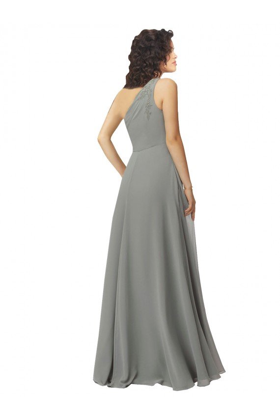 Embroidered One Shoulder Chiffon Bridesmaid Dress Bristol