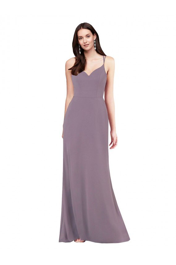 Simple Floor-Length Chiffon Formal Bridesmaid Dress with Criss-Cross Back Bristol