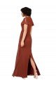 Deep V-Neckline Chiffon Bridesmaid Dress with Flutter Sleeves Bristol