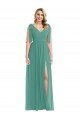 Plunge Neckline Bow Shoulder Chiffon Maxi Bridesmaid Dress Bristol