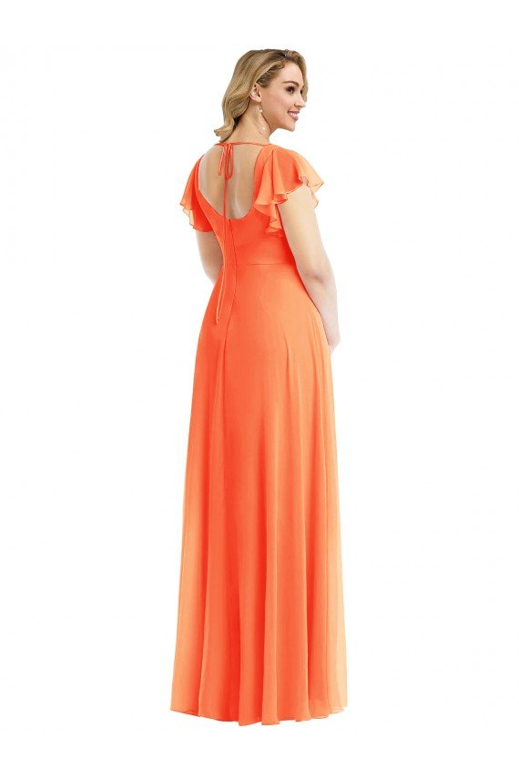 Flutter Sleeves Scoop Open Back Chiffon Maxi Bridesmaid Dress Bristol