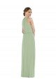 High Neck Scarf Tie Blouson Bodice Maxi Bridesmaid Dress with Front Slit Bristol