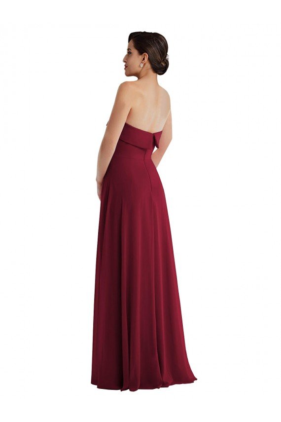 Cuffed Strapless Maxi Formal Bridesmaid Dress with Front Slit Bristol