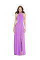 Halter Backless Maxi Formal Bridesmaid Dress with Button Ruffle Placket Bristol