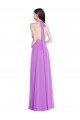 Halter Backless Maxi Formal Bridesmaid Dress with Button Ruffle Placket Bristol