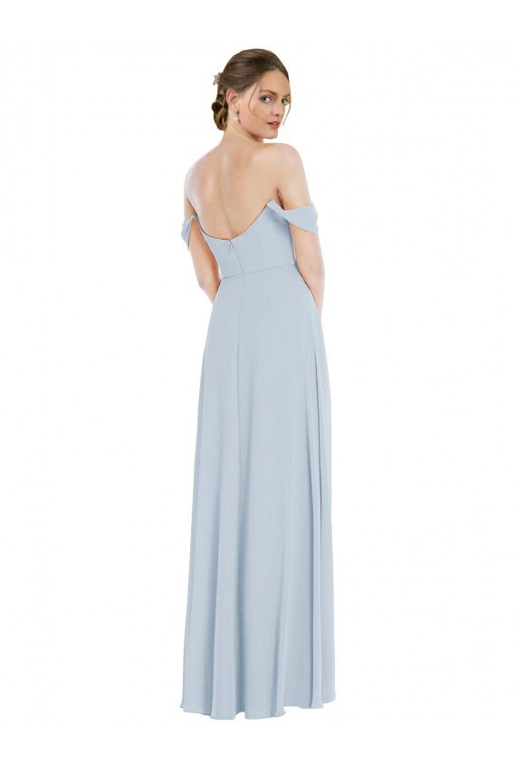 Off the Shoulder Basque Neck Maxi Bridesmaid Dress with Flounce Sleeves Bristol